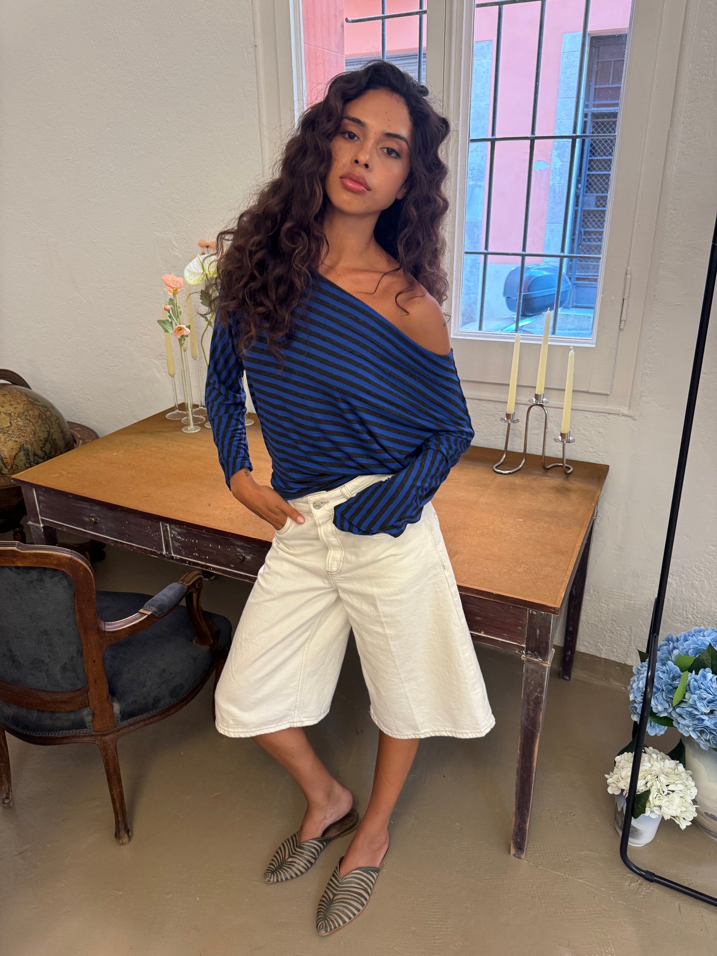 Blue Striped Top