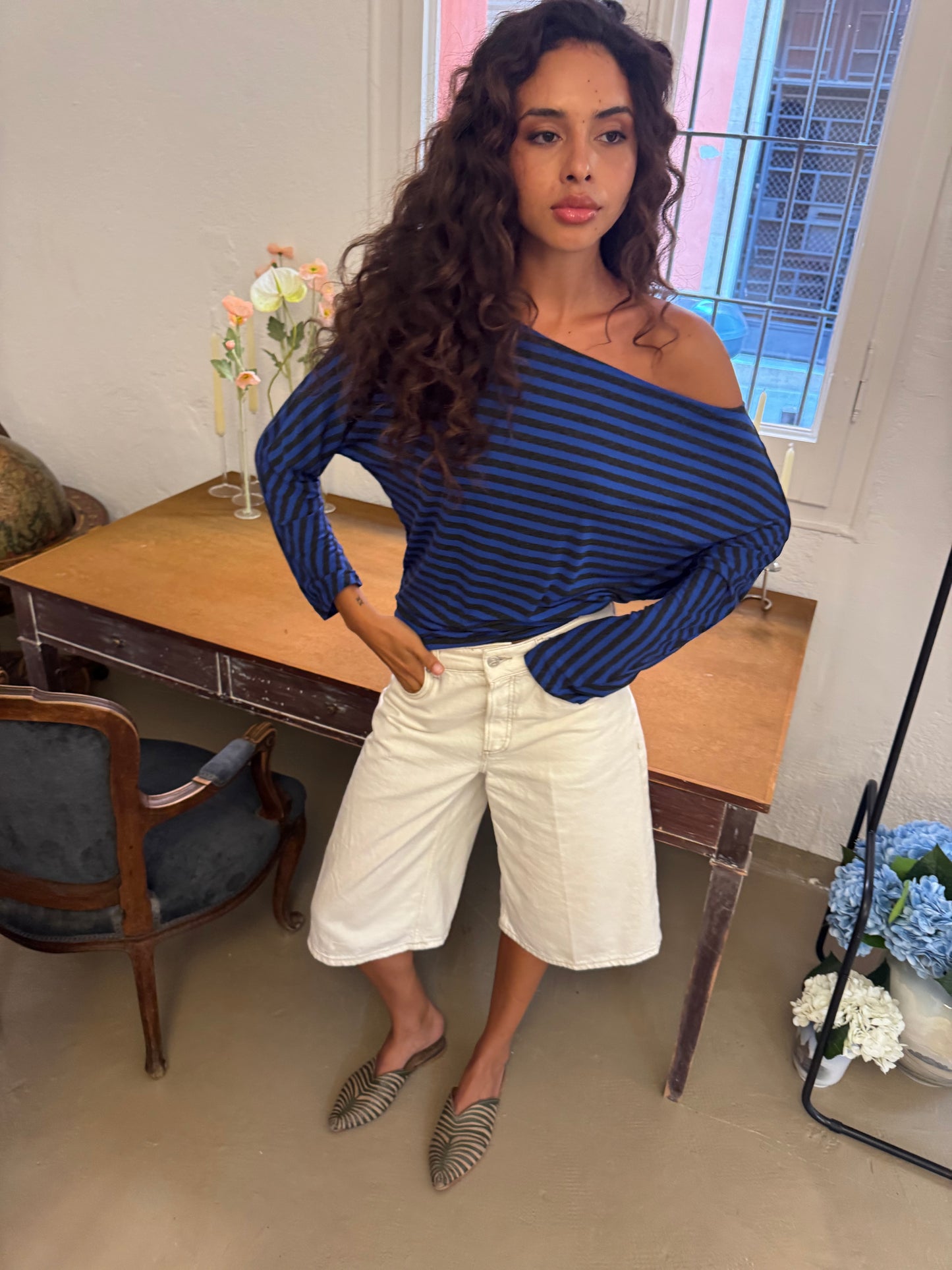 Blue Striped Top